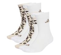 Adidas Performance Lote de 3 pares de calcetines semialtos. Color Blanco/leopardo