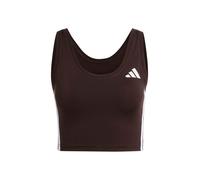 adidas Donna Train Essentials 3-Stripes Cropped Tank Top, Aurora Coffee/White, M