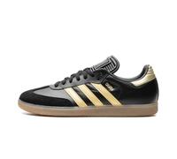 adidas Samba Messi - Zapatos de fútbol para hombre, edición limitada con parte superior de cuero suave y suela de goma, Negro/Dorado, 9.5 US