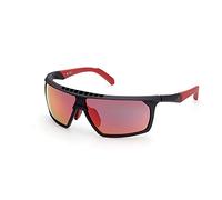 adidas Sport SP0030 Gafas de Sol Hombre, Lentes Deportivas Ligeras y Compactas, Forma de Lente Navigator, Lentes Roviex Espejadas, Negro Mate