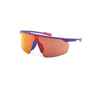 adidas Sport SP0075 Gafas de Sol Mujer, Gafas de Sol Deportivas Delgadas y Ligeras, Forma de Lente Máscara, Lentes Roviex Espejados, Azul Mate