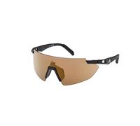 adidas Sport SP0077 Gafas de Sol Hombre, Gafas de Sol Deportivas Delgadas y Ligeras, Forma Lente Pantalla, Funda Incluida, Lentes Marrón Espejado, Negro Mate