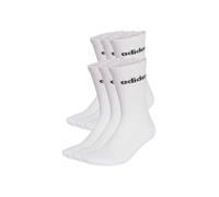 Adidas Calcetines Linear Crew unisex adulto, acolchados, paquete 6 pares, Blanco/Negro