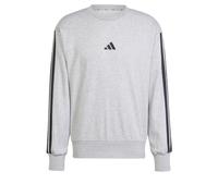 adidas Uomo Essential Three Stripes French Terry Sweatshirt, Medium Grey Heather/Black, S