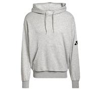 adidas Uomo Essentials Lose FIT Three Bar Terry Hoodie, Medium Grey Heather/Black, XL