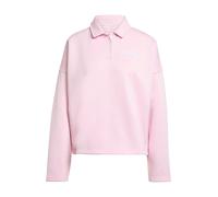 adidas Mujer Essentials Linear Fleece Polo Sweatshirt, Clear Pink/White, S
