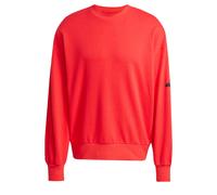 adidas Uomo Essentials Lose FIT Three Bar Sweatshirt, Pure Ruby/Black, S