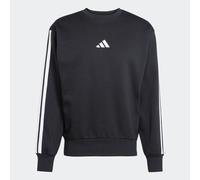 adidas Uomo Essential Three Stripes Fleece Sweatshirt, Black/White, XL