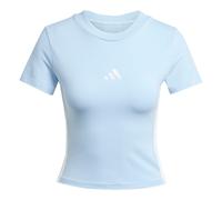adidas Mujer Essentials 3 Stripes Slim Baby Shirt, Glow Blue/White, XS
