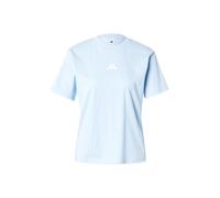 adidas Mujer Essentials 3-Stripes Sleeve Cotton T-Shirt, Glow Blue/White, S