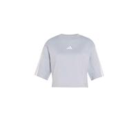 adidas Donna Essentials 3-Stripes Cotton Loose T-Shirt, halo Silver/White, XL