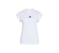 adidas Donna Essentials 3-Stripes Single Jersey tee, White/Icey Blue, M