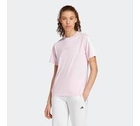 adidas Mujer Essentials 3-Stripes Sleeve Cotton T-Shirt, Clear Pink/White, XS