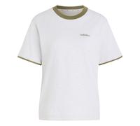 adidas Mujer Seasonal Essentials Colorpop with Embroidered Graphic Shirt, Light Grey Heather/Olive strata, XL