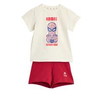 adidas Unisex - Bimbi 0-24 MARVEL SPIDER-MAN T-SHIRT SET, off white/active maroon, 0-3 Months