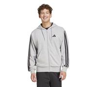 adidas Hombre Essential Three Stripes French Terry Fullzip Hoodie, Medium Grey Heather/Black, S