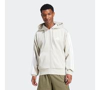 Adidas Uomo Essential Three Stripes Fleece Zipper Hoodie, Wonder Alumina/White, XL