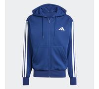 adidas Uomo Essential Three Stripes Fleece Zipper Hoodie, Dark Blue/White, S