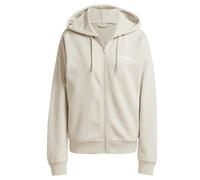 adidas Mujer Essentials Linear Full Zip French Terry Hoodie Sweatshirt, Wonder Alumina/White, M