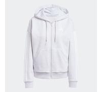 adidas Mujer Essentials 3-Stripes Full-Zip Fleece Hoodie Sweatshirt, Light Grey Heather/White, XS