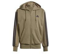 adidas Hombre Essential Three Stripes French Terry Fullzip Hoodie, Olive Strata/Black, L