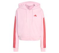 adidas Donna Essentials 3-Stripes French Terry Full Zip Hoodie, Clear Pink/Pure Ruby, XXS