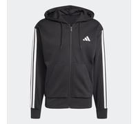 adidas Hombre Essential Three Stripes Fleece Zipper Hoodie, Black/White, S
