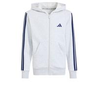adidas Unisex niños Essentials Full Zip Hoodie Sweatshirt, Light Grey Heather/Dark Blue, 7-8 Years