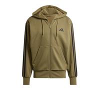 Adidas Uomo Essential Three Stripes Fleece Zipper Hoodie, Olive strata/Black, XS