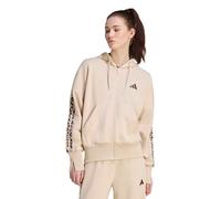 ADIDAS SPORTSWEAR Sudadera de manga larga con cremallera y estampado de leopardo, Essentials. Color Beige/Leopardo