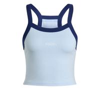adidas Donna Seasonal Essentials Colorpop Tank with Embroidered Graphic, Crystal Sky/White, XL