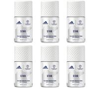 adidas Star UEFA Champions League - Desodorante en roll-on antitranspirante 72H extra fresco, con aroma cítrico aromático, protección contra la sudoración fuerte y el olor corporal, 6 unidades