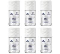 adidas Star UEFA Champions League - Desodorante en roll-on antitranspirante 72H extra fresco, con aroma cítrico aromático, protección contra la sudoración fuerte y el olor corporal, 6 unidades