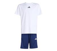 adidas Unisex niños TRAIN ESSENTIALS 3-STRIPES T-SHIRT SET, white/dark blue, 7-8 Years