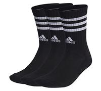 adidas Unisex adulto 3-Stripes Cushioned Crew Socks 3 Pairs, Black / White, 10.5-12.5