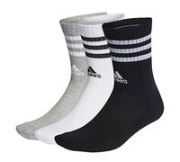 adidas Unisex adulto 3-Stripes Cushioned Crew Socks 3 Pairs, Medium Grey Heather / White / Black / White, 8.5-10