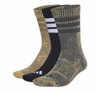 adidas Unisex adulto 3 Stripes Cushioned Crew Stone Wash 3 Pair Pack Socks, grey six/Khaki Six/black/white, L