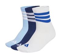 adidas Unisex adulto 3 STRIPES CUSHIONED SPORTSWEAR MID CUT SOCKS 3 PAIR PACK, dark blue/white/glow blue, 34-36