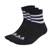 adidas Unisex adulto 3-Stripes Cushioned Sportswear Mid-Cut Socks 3 Pairs, Black / White, 6.5-8