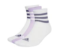 adidas Unisex adulto 3-Stripes Cushioned Sportswear Mid-Cut Socks 3 Pairs, White/White/Powder Plum, 4.5-6