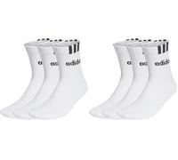adidas Unisex adulto 3-Stripes Linear Half-Crew Cushioned Socks 3 Pairs, White/Black, 42-45 (Paquete de 2)