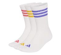 adidas Unisex adulto 3Stripes Cushioned Sportswear Crew Socks 3 Pair Pack Socks, white/Solar Purple/crew yellow/Pure Turbo, XS
