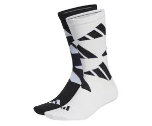adidas Unisex adulto AEROREADY Crew Logo Brand Love Socks 2 Pairs, White/Black, 49-51