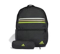 adidas Unisex adulto Classic Horizontal 3-Stripes Backpack, BLACK/SOLAR SLIME, One size
