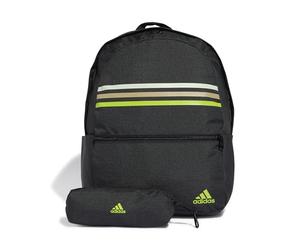 adidas Unisex adulto Classic Horizontal 3-Stripes Backpack, BLACK/SOLAR SLIME, One size