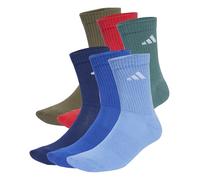 adidas Unisex adulto CUSHIONED CREW SOCKS 6 PAIR PACK, Dark Blue/Royal Blue/Olive Strata/Pure Ruby, 8.5-10