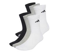 adidas Unisex adulto CUSHIONED CREW SOCKS 6 PAIR PACK, White/Medium Grey Heather/Black, 5-6 Years
