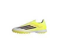 adidas Unisex Adulto F50 League Laceless Turf Football Shoes, Team Solar Yellow 2/Core Black/Lucid Red, 41 1/3 EU