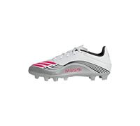 adidas F50 Messi Club Firm Multi Ground Football Boots, Botas de fútbol Unisex Adulto, Cloud White/Lucid Red/Silver Metallic, 39 1/3 EU