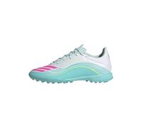 adidas Unisex Adulto F50 Messi League Turf Football Shoes, FTWR White/Lucid Pink/Flash Aqua, 44 EU